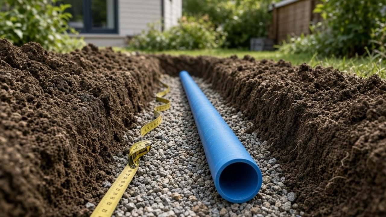 Illustratives Motiv: Graben mit verlegter Wasserleitung im Garten