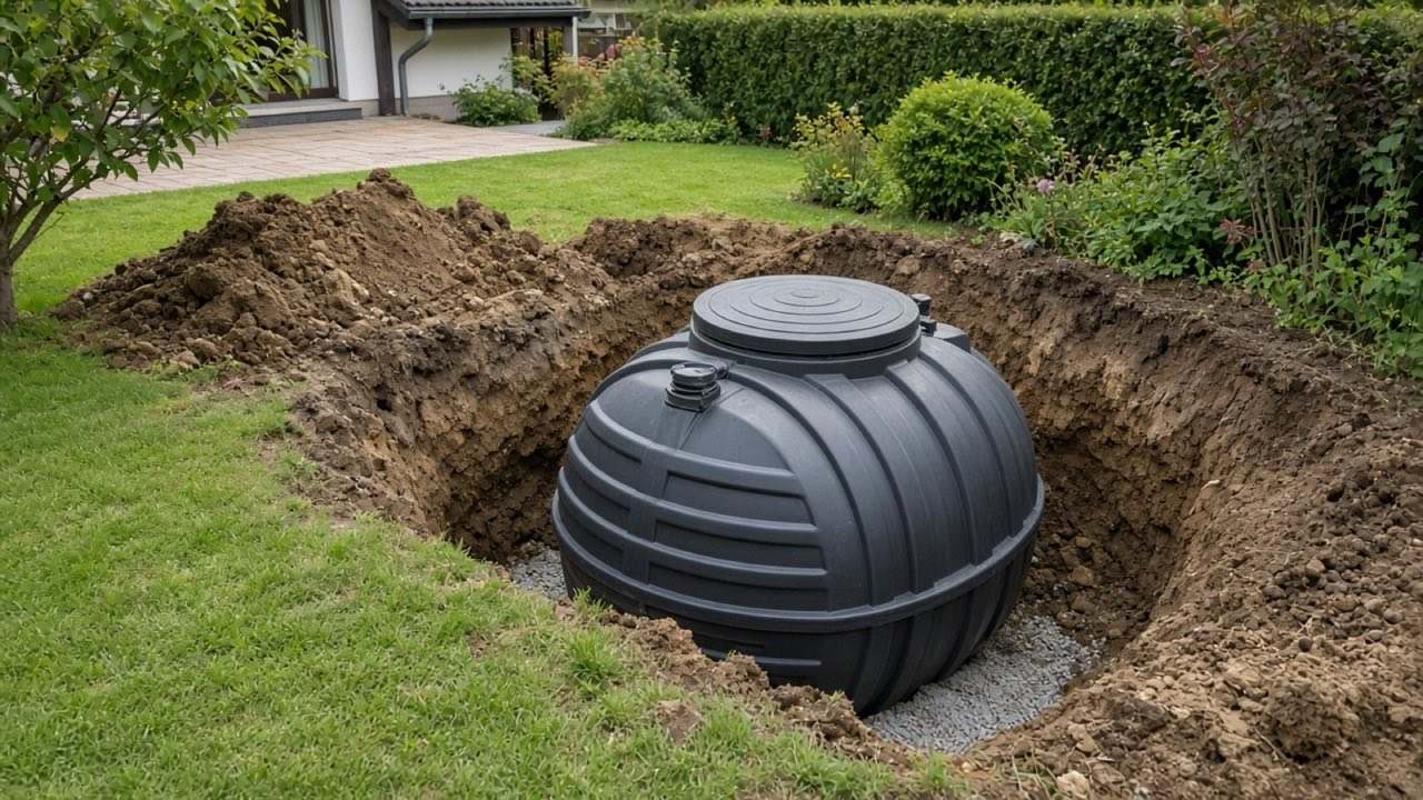 Illustratives Motiv: Einbau einer Regenwasserzisterne im Garten